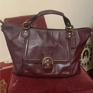 Maroon COACH large leather satchel